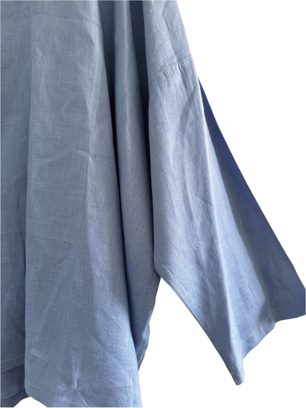 PLANET By Lauren G Handkerchief Linen Signature Button Front Shirt  in Blue - Picture 5 of 13